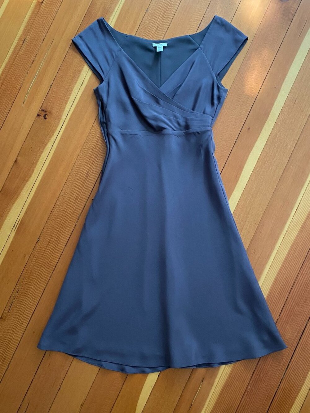 Vintage J. Crew V-Neck Silk Midi Dress - Cap Sleeves - Purple - Size 4